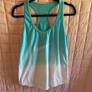 Nike Women's Aqua and White Gradient Tank Top